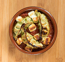 VEGETABLE GYOZA (TOMATO AND FETA GRATIN)